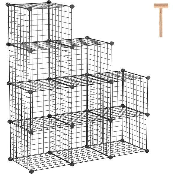 Wire Cube Storage - 9-Cube Organizer Metal Grids Modular Bookshelf Closet Cab